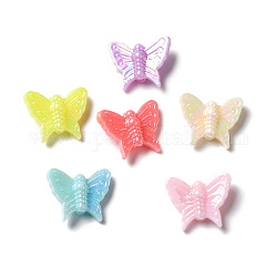 Непрозрачные акриловые бусины, с покрытием AB цвета, бабочка, разноцветные, 13x15.5x5.5 мм, отверстие : 1.4 мм, Около 1667 шт / 500 г