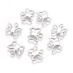 304 Stainless Steel Charms, Butterfly, Stainless Steel Color, 9x10x1mm, Hole: 1.4mm