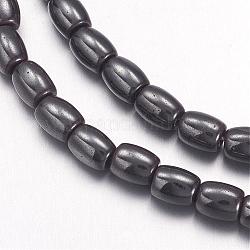 Non magnetici perle ematite sintetico fili, ovale, nero, misura:circa4mm di diametro, 6 mm di lunghezza, Foro: 1 mm, circa 70pcs/filo