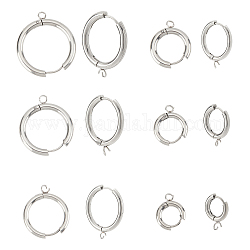 Dicosmétique 12 pièces 6 style 201 accessoires de boucles d'oreilles huggie hoop en acier inoxydable, avec boucle et 316 broche chirurgicale en acier inoxydable, couleur inoxydable, 16~29x13.5~27x2.5mm, Trou: 2.5mm, pin: 1 mm, 2 pièces / style