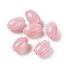 Abalorios acrílicos opacos, color de ab, oval, rosa perla, 17x11~11.5mm, agujero: 2.4 mm