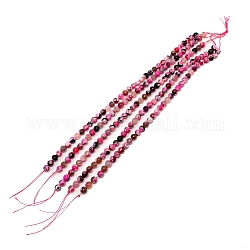 Natural Dyed Agate Bead Strands, Faceted, Round, Deep Pink, 10mm, Hole: 1.2mm, about 37pcs/strand, 14.02''(35.6cm)