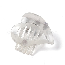 ハートプラスチック爪ヘアクリップ  鉄ばね付き  女性の女の子のためのヘアアクセサリー  ホワイト  62x66x34mm