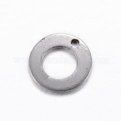 201 Stainless Steel Charms, Ring, Stainless Steel Color, 10x1mm, Hole: 1mm