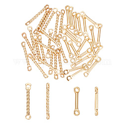 Unicraftale 60 pz 2 stili 201 ciondoli connettore in acciaio inox, link a barre, oro, 12~15x1~1.3x1~1.3mm, Foro: 0.9~1.2 mm, 30pcs / style