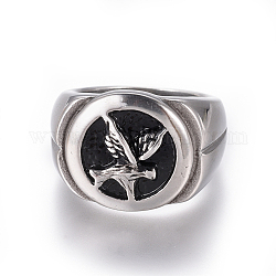 304 перстень из нержавеющей стали для мужчин, широкие кольца группа палец, птица, античное серебро, Размер 7~12, 17~22 мм