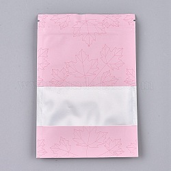Пластиковые сумки на молнии, закрывающийся пакет из алюминиевой фольги, мешки для хранения продуктов, прямоугольные, кленовый лист, ярко-розовый, 15.1x10.1 см, односторонняя толщина: 3.9 мил (0.1 мм)