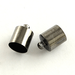 Brass Cord Ends, End Caps, Cadmium Free & Lead Free, Column, Gunmetal, 9x4mm, Hole: 1.5mm, 3.5mm inner diameter