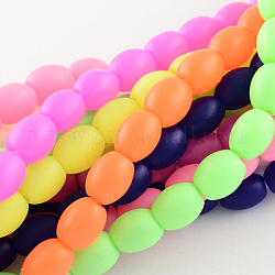 Spray Painted Glass Bead Strands, Rubberized Style, Oval, Mixed Color, 9x6x6mm, Hole: 1mm