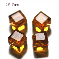Abalorios de cristal austriaco de imitación, aaa grado, facetados, cubo, naranja, 7x8.5x8.5mm, agujero: 0.9~1 mm