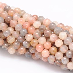 Runde natürliche Multi-Mondstein-Perlenstränge, 4 mm, Bohrung: 1 mm, ca. 97 Stk. / Strang, 16 Zoll