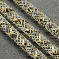 Сетка трубки, пластиковый сетчатый шнур, с золотой жилой, цветочный белый, 8 мм, 30 ярдов / пачка