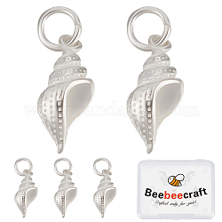 Beebeecraft 5 pz 925 ciondoli in argento sterling, con anello di salto, ciondoli di conchiglia, argento, 16x7x5mm, Foro: 4 mm