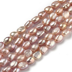 Fili di perle di perle d'acqua dolce coltivate naturali, riso, tinto, sienna, 6~9x4.5~6mm, Foro: 0.5 mm, circa 48pcs/filo, 13.98 pollice (35.5 cm)