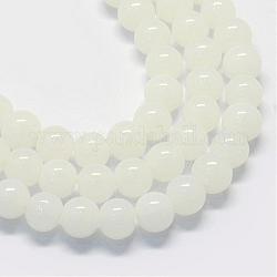 Backen gemalt Nachahmung Jade Glas runden Perle Stränge, weiß, 4.5~5 mm, Bohrung: 1 mm, ca. 210 Stk. / Strang, 31.4 Zoll
