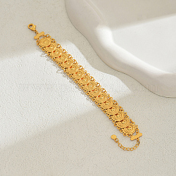 Латунные браслеты с монетами, браслеты-цепочки для женщин, реальный 18k позолоченный, 7-7/8 дюйм (20 см)
