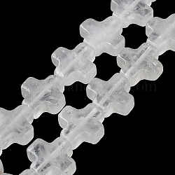 Natürlichem Quarz-Kristall-Perlen Stränge, Bergkristallperlen, Kreuz, 13~13.5x12.5~13.5x4~5 mm, Bohrung: 1 mm, ca. 18 Stk. / Strang, 9.21'' (23.4 cm)