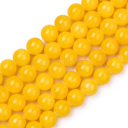 Natur Mashan Jade Perlen Stränge, gefärbt, Runde, golden, 10 mm, Bohrung: 1.2 mm, ca. 42 Stk. / Strang, 16 Zoll