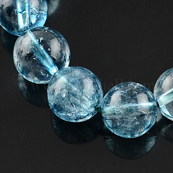 Natural Crackle Quartz Beads Strands, Dyed, Round, Light Sky Blue, 6mm, Hole: 1mm, about 65pcs/strand, 15.7inch