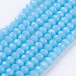 Glass Beads Strands, Imitation Jade Style, Faceted, Rondelle, Turquoise, 8x6mm, Hole: 1mm, about 68~70pcs/strand, 15 inch