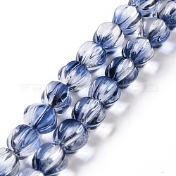 Chapelets de perles en verre transparente  , lanterne, bleu de Prusse, 10.5x9.5x10.5mm, Trou: 1mm, Environ 38 pcs/chapelet, 15.24 pouce (38.7 cm)