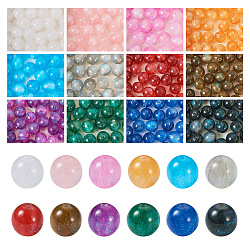 360Pcs 12 Colros Round Imitation Cat Eye Resin Beads, with Glitter Powder, Mixed Color, 8x7mm, Hole: 1.8~2mm, 30pcs/color