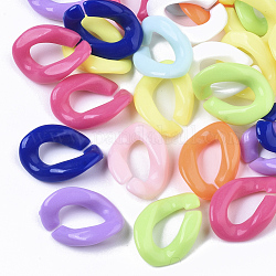 Opaque Acrylic Linking Rings, Quick Link Connectors, For Jewelry Curb Chains Making, Twist, Mixed Color, 19x13x4mm, Inner Diameter: 5x9mm, about 1250pcs/500g