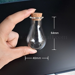 ガラス瓶  コルクプラグ付き  ウィッシングボトル  透明  4x6.4cm