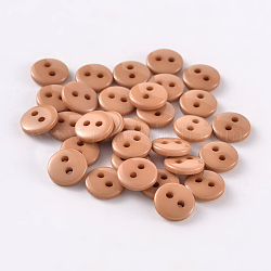 2-дырочные плоские круглые смолы швейные кнопки для дизайна костюма, Перу, 15x2 мм, отверстие : 1 мм