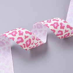 Rubans gros-grain imprimés léopard, pour les arcs de cheveux, bandeaux, emballage cadeau, perle rose, 1 pouce (25 mm), environ 5 yards / paquet