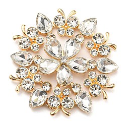 Cabochons Diamante de imitación de la aleación, la luz de oro, flor, 50.5x48x8mm