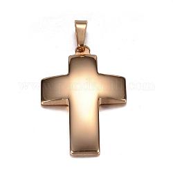 Ion Plating(IP) 304 Stainless Steel Pendants, Cross, Golden, 36x24x4mm, Hole: 8x4mm