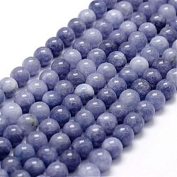 Fili di perle di aquamarine imitazione bianco giada naturale, tondo, tinto, viola medio, 8mm, Foro: 1 mm, circa 45pcs/filo, 14.7 pollice