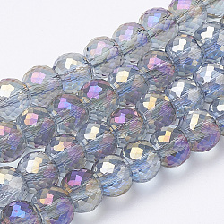 Fili di perle di vertro placcato, arcobaleno placcato, sfaccettato, rondelle, colorato, 8x6mm, Foro: 1.2 mm, circa 80pcs/filo, 19.69 pollice