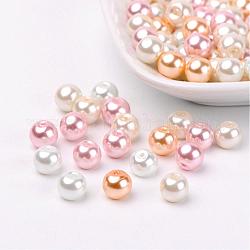 À peine mix rose perles perles de verre nacrées, couleur mixte, 8mm, Trou: 1mm, environ 100 pcs / sachet 