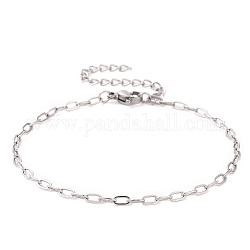 304 pulsera de cadena de cable de acero inoxidable para hombres y mujeres, color acero inoxidable, 7 pulgada (17.7 cm)