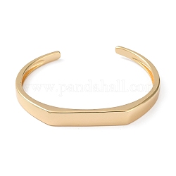 Латунные открытые браслеты-манжеты, прямоугольные, золотые, широк: 4~7 мм, внутренний диаметр: 2-1/4 дюйм (5.75 см)