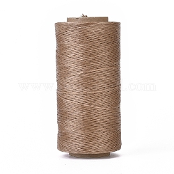 Cordón de poliéster encerado, cordón de micro macramé, hilo de coser encerado, piso, camello, 0.8mm, alrededor de 284.33 yarda (260 m) / rollo