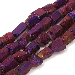 Electrolíticos de cuarzo natural de cristal hebras, pepitas, púrpura chapado, 13~17x7~16x7~16mm, agujero: 1.2 mm, aproximamente 27 pcs / cadena, 15.16 pulgada (38.5 cm)