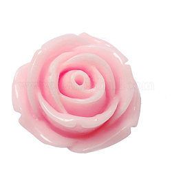 Кабошоны из смолы, цветок, розовый жемчуг, 14x15x6 мм