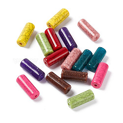 Crackle undurchsichtigen Acryl Perlen, Nachahmung türkis, Kolumne, Mischfarbe, 25.5x10 mm, Bohrung: 3 mm, ca. 242 Stk. / 500 g