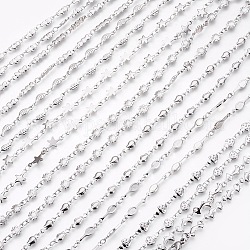 304 Stainless Steel Link Chains Necklaces, with Lobster Claw Clasps, Mixed Shapes, Stainless Steel Color, 17.3~17.9 inch(44~45.5cm)