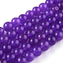 Natural White Jade Beads, Round, Dyed, Blue Violet, 10mm, Hole: 1.2mm, about 38pcs/strand, 14.96''(38cm)