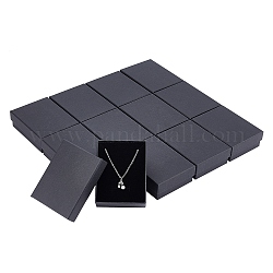 Pandahall 12 個クラフト綿充填厚紙紙ジュエリーセットボックス  リングのために  ネックレス  内部のスポンジ  長方形  ブラック  9x7x3cm  インナーサイズ：8.5x6.4x1.7センチメートル