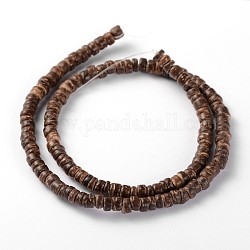 Natürlichen Kokos Spalte Perlenstränge, Kokosnuss braun, 5x2~5 mm, Bohrung: 1 mm, ca. 134 Stk. / Strang, 15.4 Zoll