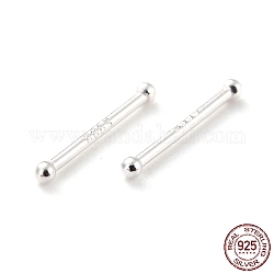 Tiny barbell 925 aretes de plata esterlina para niña mujer, aretes minimalistas con poste de bola redonda, plata, 11mm, pin: 0.8 mm