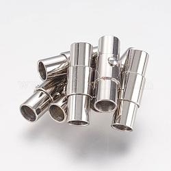 Smooth 304 Stainless Steel Locking Tube Magnetic Clasps, Column Magnetic Closure, Stainless Steel Color, 18x5mm