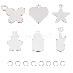 304 Stainless Steel Pendants, Stainless Steel Color, 120pcs/box