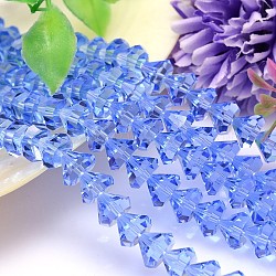 Sfaccettato cono imitazione di cristallo austriaco fili di perline, grado aaa, azzurro, 10x8mm, Foro: 0.9~1 mm, circa 50pcs/filo, 15.7 pollice