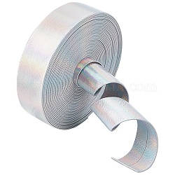 Cordone in similpelle piatto laser da 5 m di Gorgecraft, cordoncino color arcobaleno per l'arredamento dei vestiti, argento, 20x0.8mm, circa 5.47 iarde (5 m)/rotolo